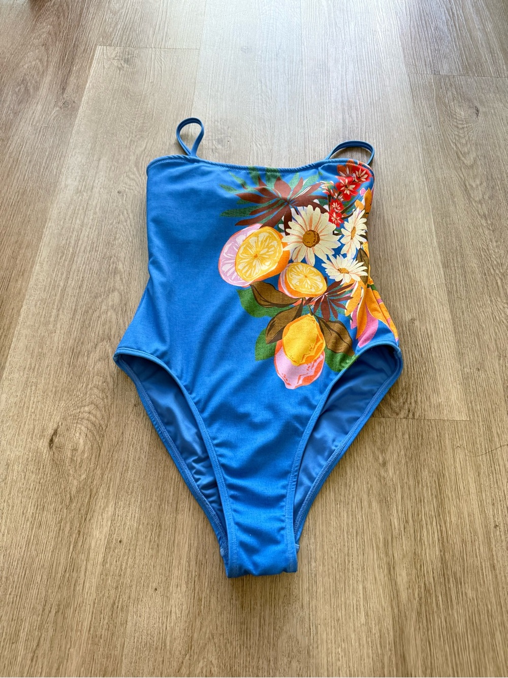 hutch tavy blue floral & citrus print one piece bikini swimwear size small NEW